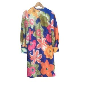 Vintage Helen Fashions Dress Floral + Sequin Bead Kowloon Hong Kong Couture